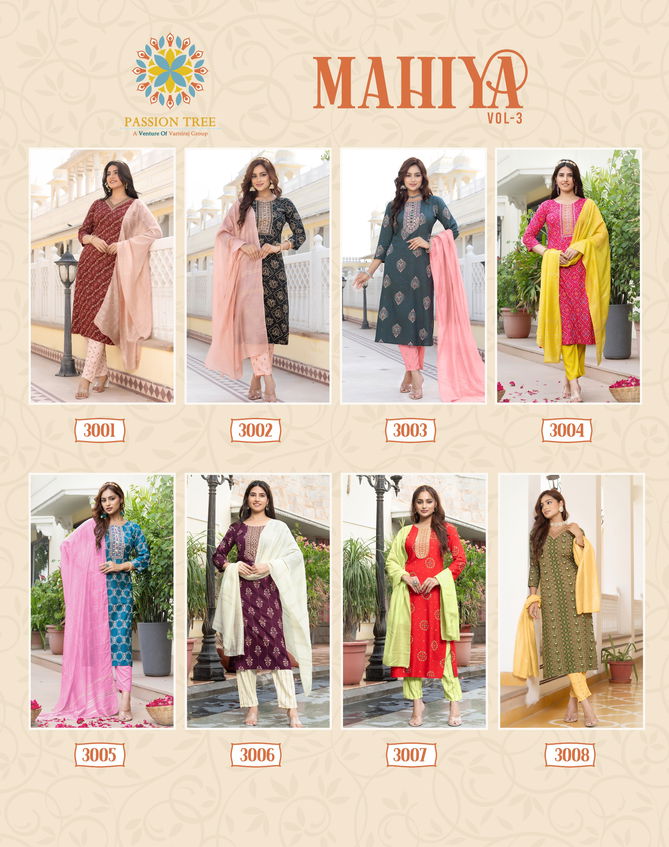 Mahiya Vol 3 By Passion Tree Rayon Gold Printed Kurti With Bottom Dupatta Orders In India
